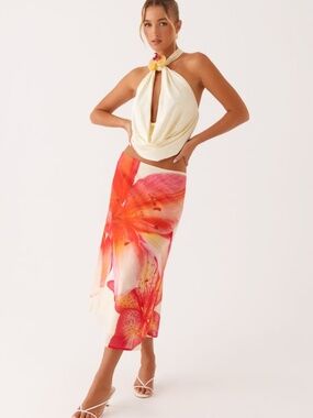 Peppermayo Summertime Midi Skirt - Yellow Floral